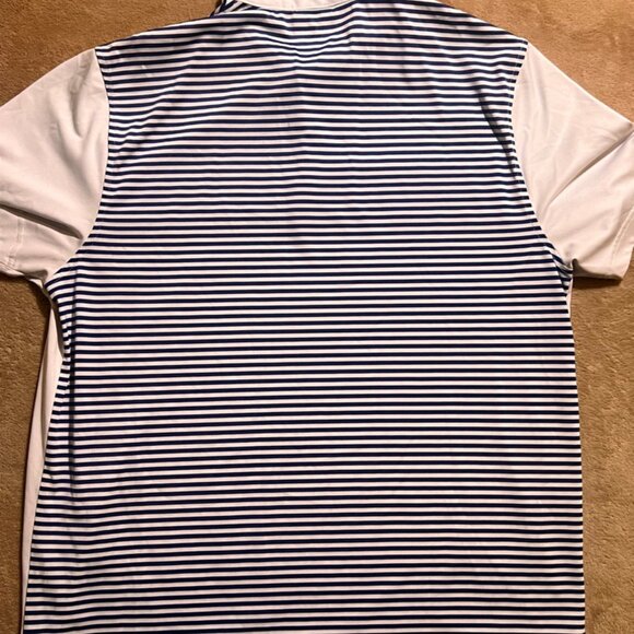 IZOD Golf Men Large White Blue Striped‎ Performance Short Sleeve Golf Polo (W) - Picture 7 of 7